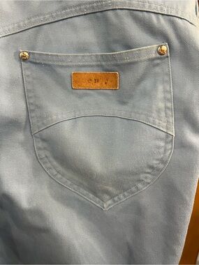Vintage Gitano Light Blue Relaxed Men’s Jeans with Suede Patch